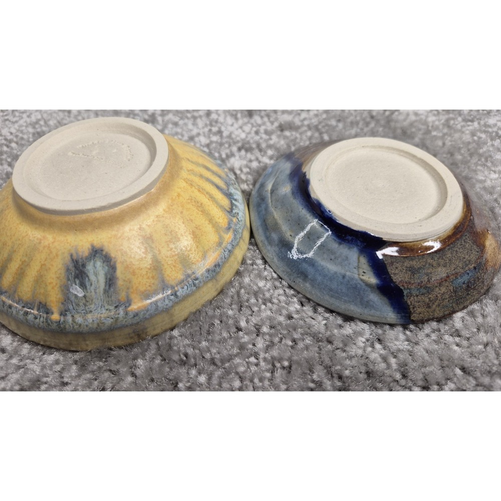 Muddy Five Studio‎ Art Pottery Bowls Stoneware Yellow Blue Brown Glazed Handmade - Picture 5 of 10